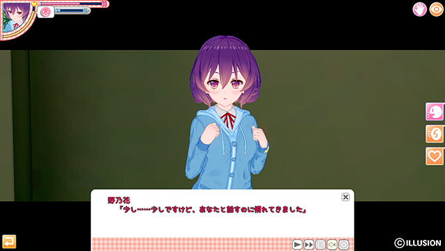 パーカーの女の子が話し慣れてきたと伝える