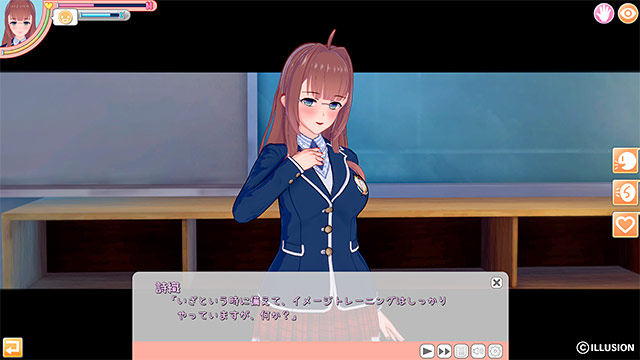 教室で誠実な口調で話す制服の女の子